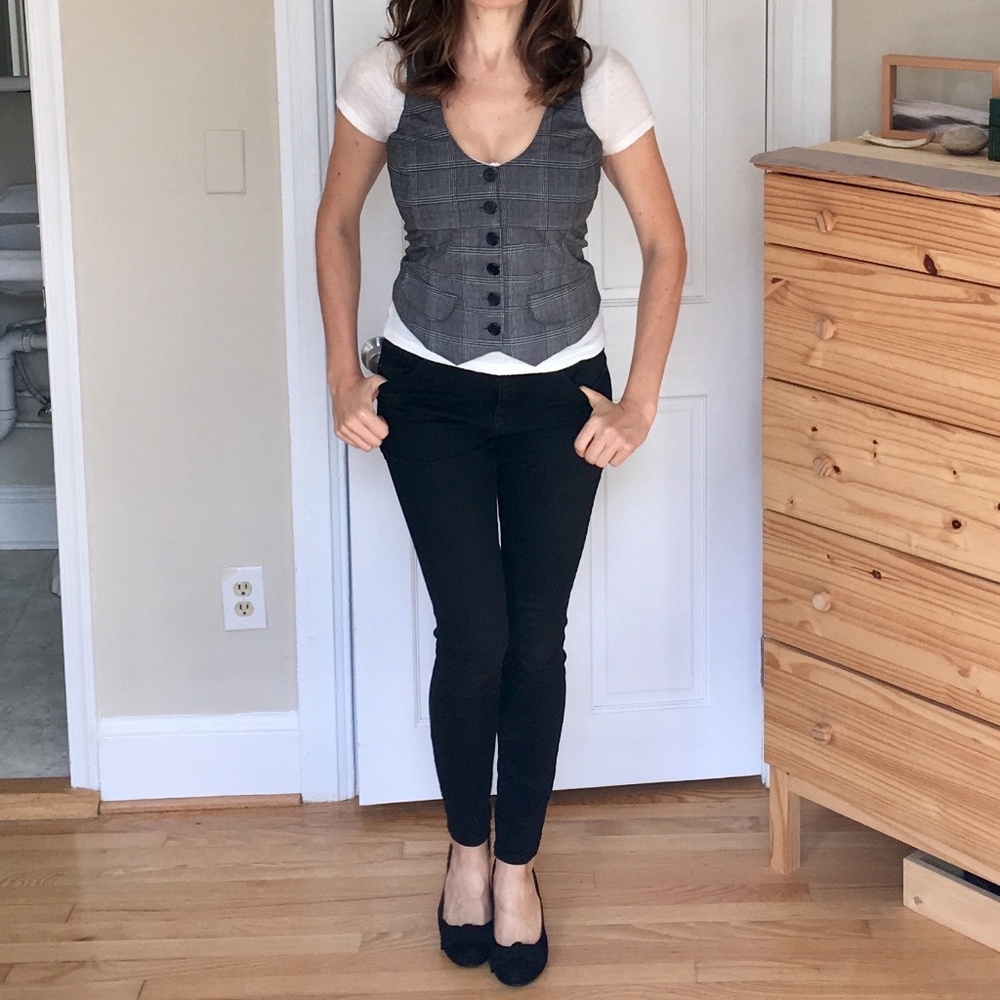 Lucy Love Plaid Buttondown Tank Vest